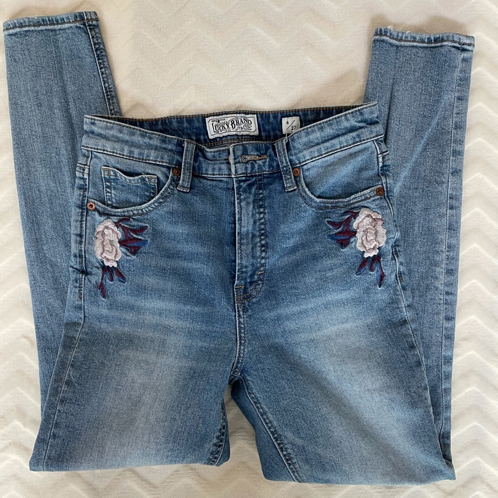 Lucky Bridgette High Rise Embroidered Jeans